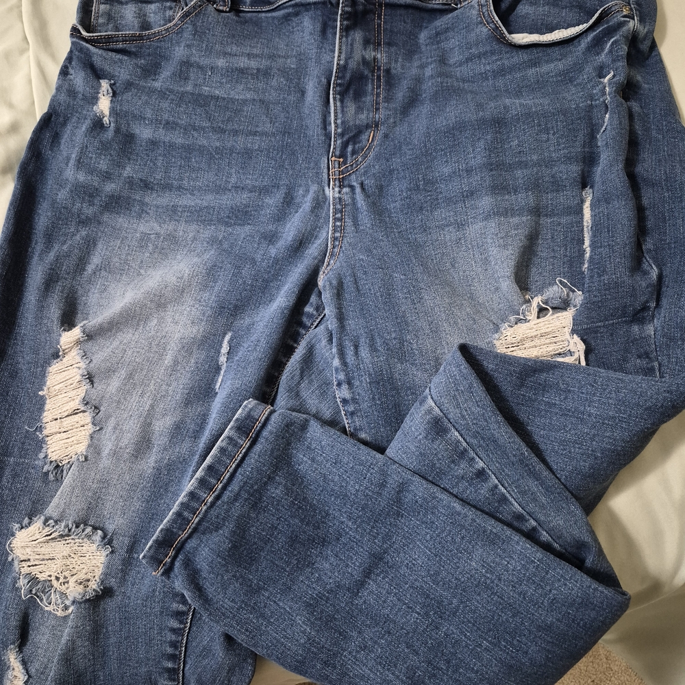 Wax Jean Women's Distressed Blue Boyfriend Jeans